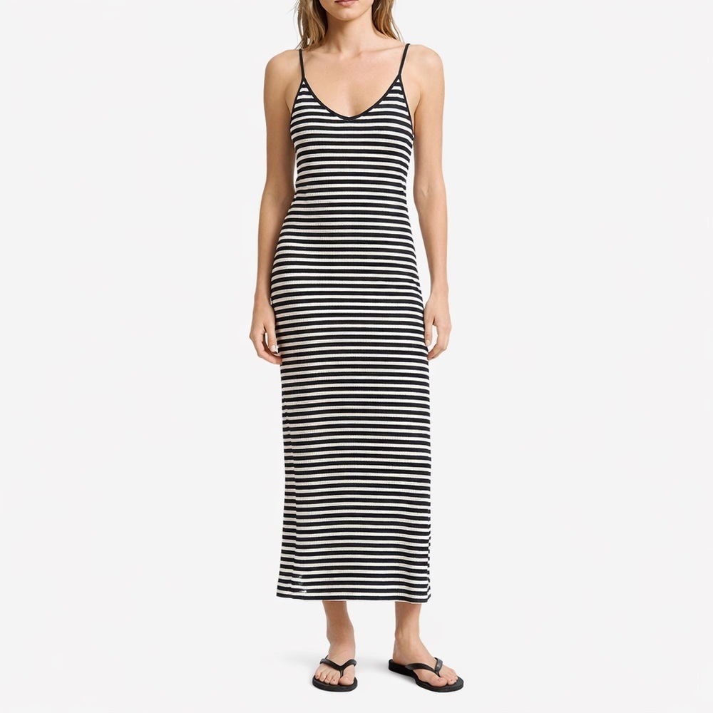 Zara Blue and White Striped Ribbed Dress Size Medium